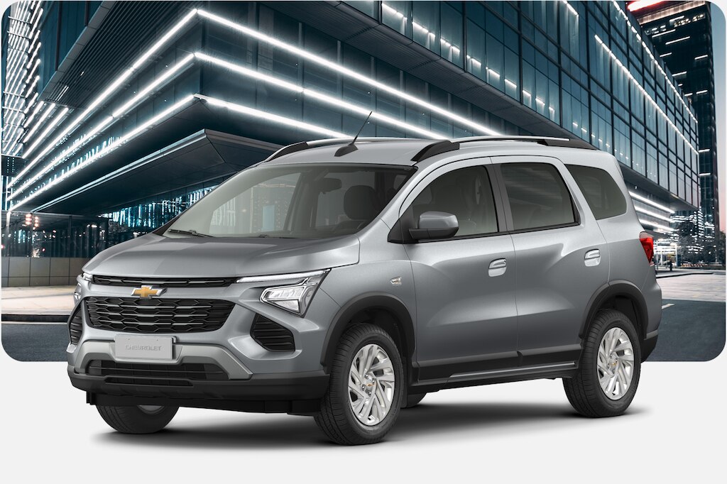 Chevrolet Spin LTZ 2026 prata, versão com câmbio automático e rodas de alumínio aro 16